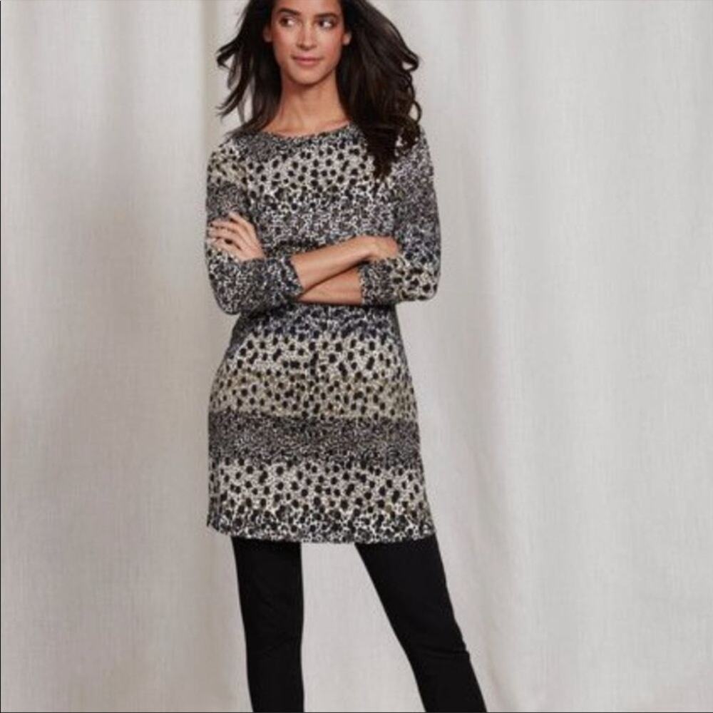 Boden dress animal print polka dot brown black neutral sweater fall winter